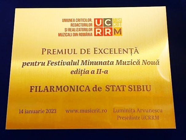 Premiul de excelență al UCRRM pentru festivalul Minunata Muzică Nouă a fost înmânat dirijorului Cristian Lupeș